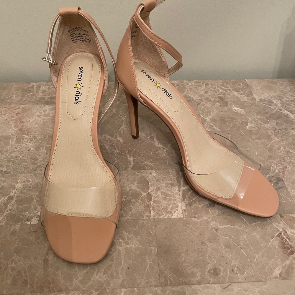 SEVEN DIALS WOMENS NATALIE OPEN TOE ANKLE STRAP D-ORSAY PUMPS